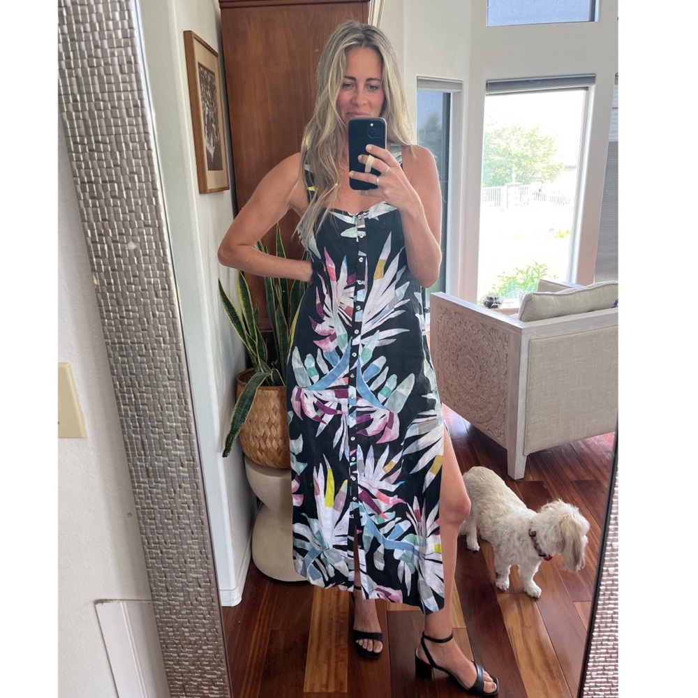 MARA HOFFMAN linen floral midi dress